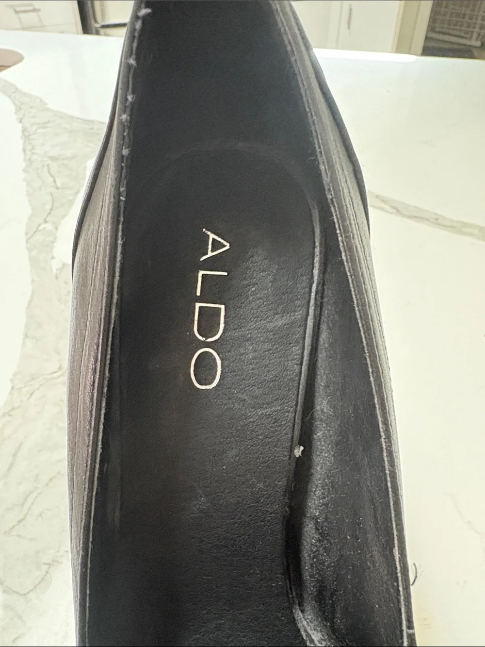 ALDO Black Heeled Loafers with Rose-Metallic Accent and Tassels